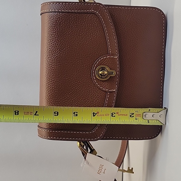 NWT Fossil Ainsley Small Flap Crossbody handbag Medium Brown Leather SHB3070210 - Picture 10 of 17